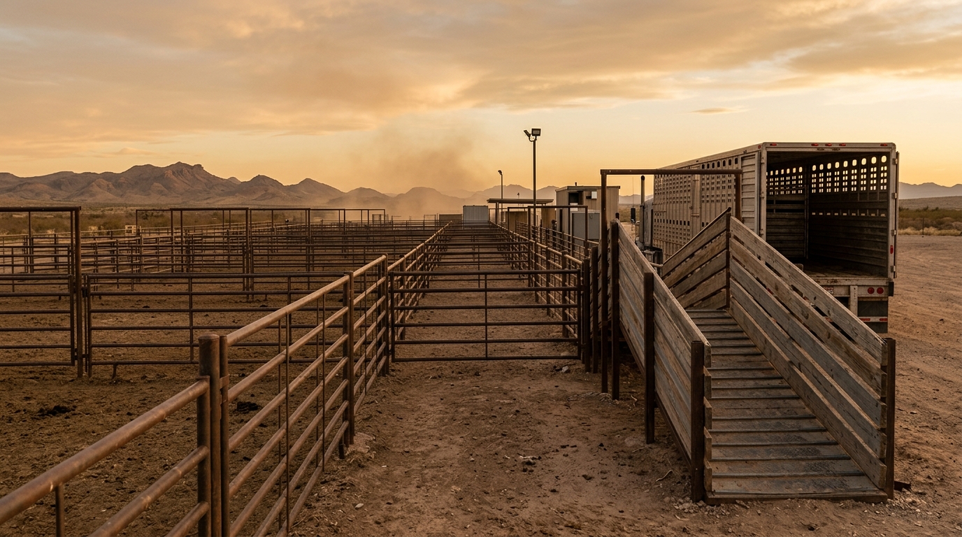 Vigilancia sanitaria de ganado bovino en corrales de la cuarentenaria de San Jerónimo, Chihuahua